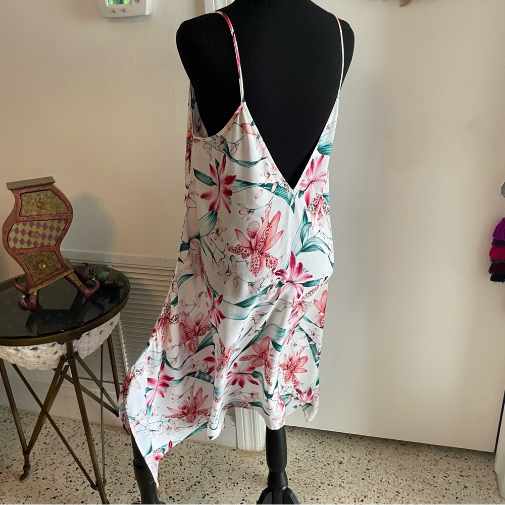 LA BLANCA Floral Flyaway Orchid Sundress! New! Pink and Green Woven Print. Med - Picture 7 of 12